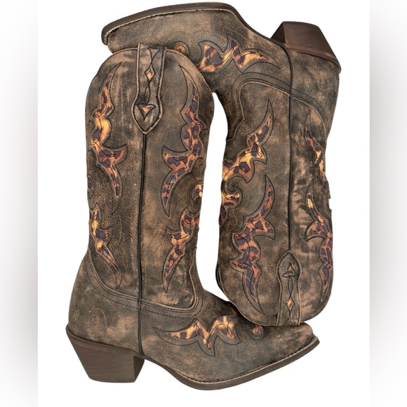 NEW Laredo Women's Aphrika Leather Mid Calf Western Leopard Print Boots Size 7 - Picture 10 of 12